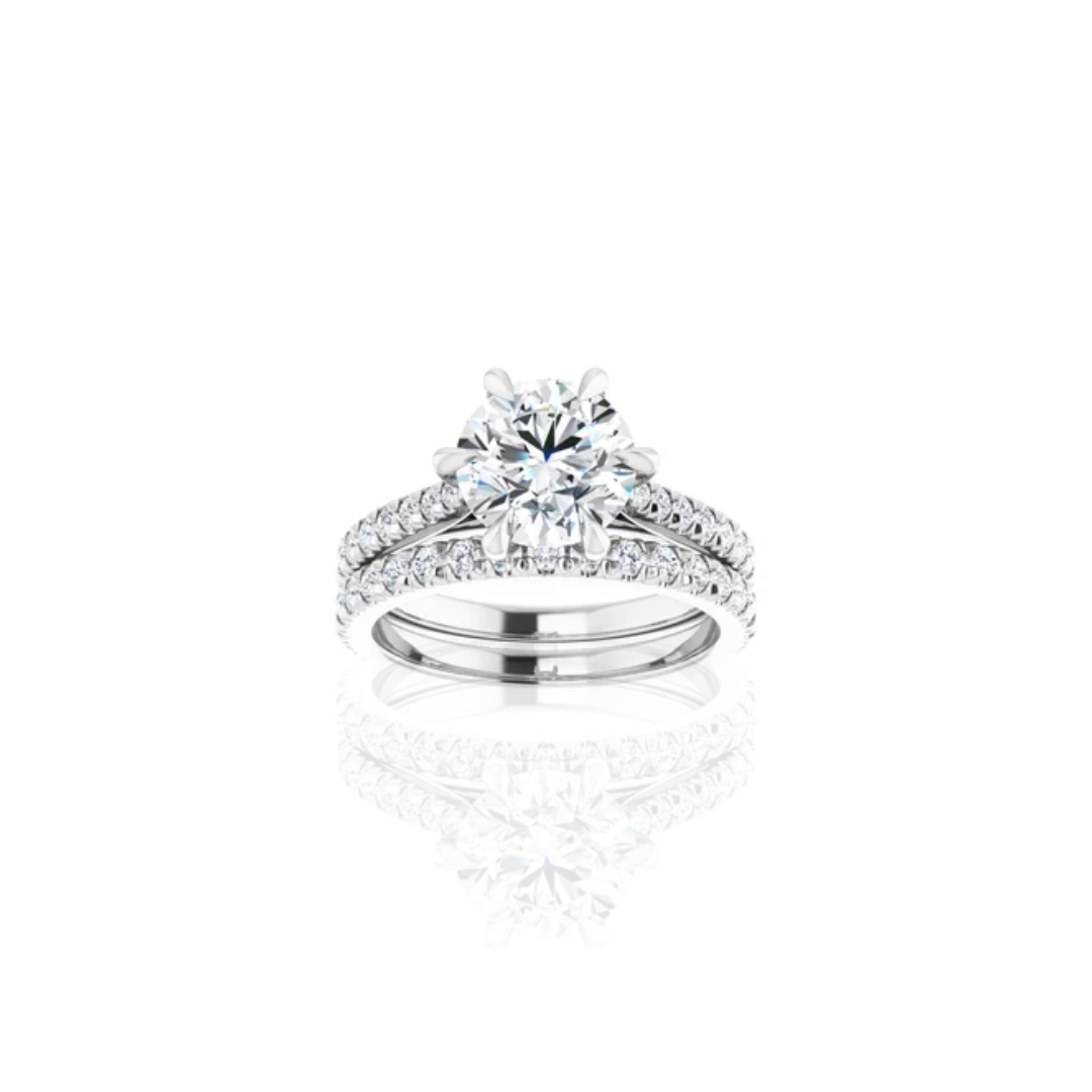 Cathedral | 6 Prong | Diamond Shank Engagement Ring