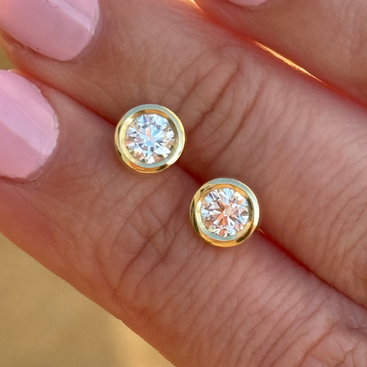 Custom Order | Bezel Set Diamond Stud Earrings