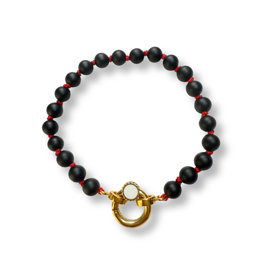 Small Colored Jade Beaded Bracelet Strand | 18K Gold