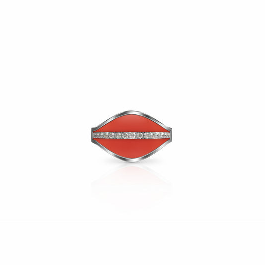 Cigar Diamond Symbol Ring, single row | Sterling Silver Red Clay Ring {{ catogery }} {{ Collections }}