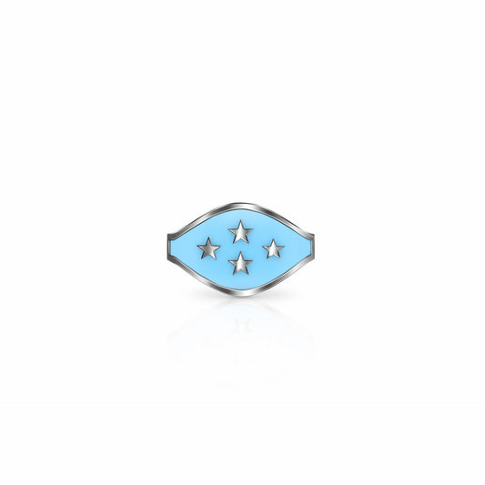Cigar Band Symbol Ring, stars | Sterling Silver Sky Blue Ring {{ catogery }} {{ Collections }}