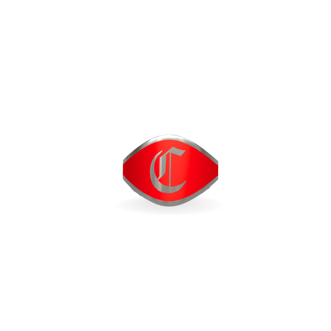 Cigar Band Initial Ring in Red Clay Enamel | Sterling Silver