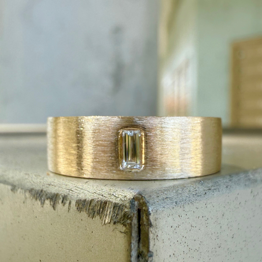 Custom Order | Diamond Cut Wedding Band with Marquise Diamond