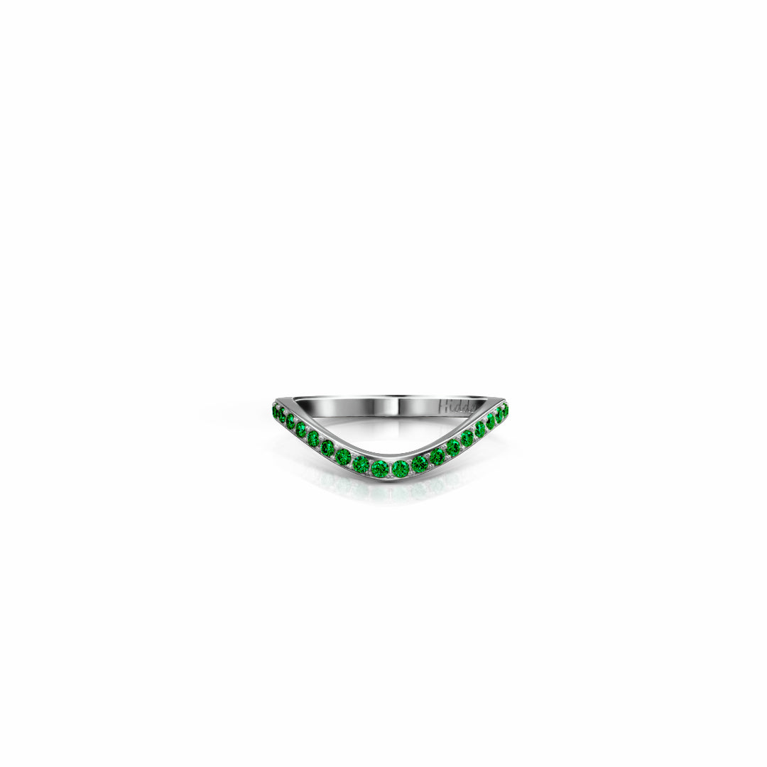 Cigar Gemstone Shadow Band | 14K Gold 14K White Gold Lab Grown Emerald Ring {{ catogery }} {{ Collections }}