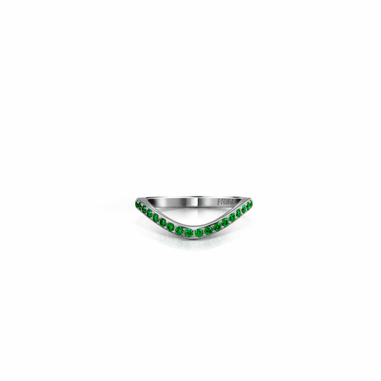 Cigar Gemstone Shadow Band | 14K Gold 14K White Gold Lab Grown Emerald Ring {{ catogery }} {{ Collections }}