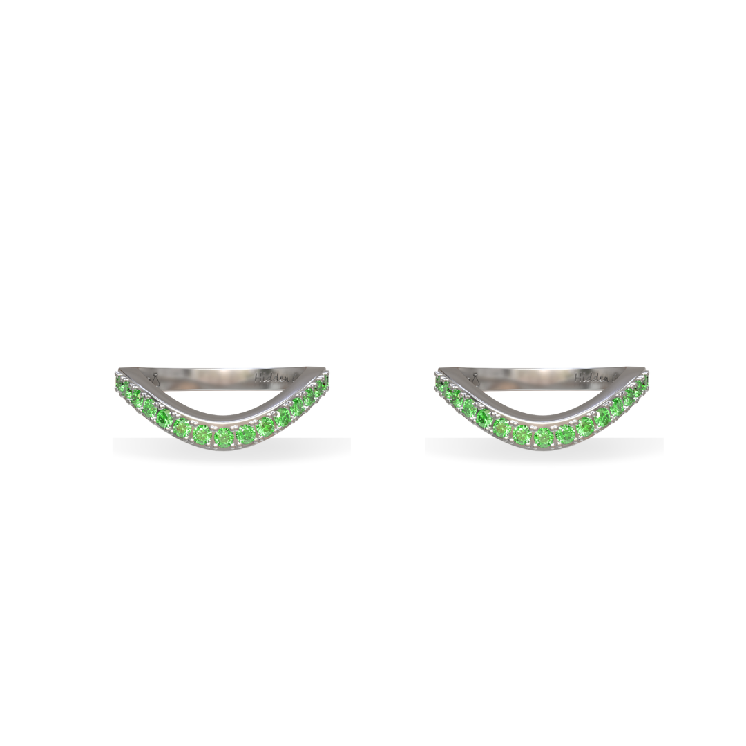 Lab Grown Emerald Cigar Shadow Band Pair | Sterling Silver