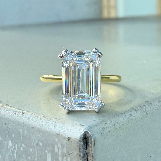 Custom Order | Double Prong Emerald Cut Engagement Ring