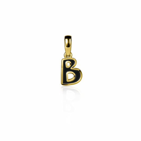 Graffiti Initial Charm, mini | 14K Gold Black Night {{ catogery }} {{ Collections }}