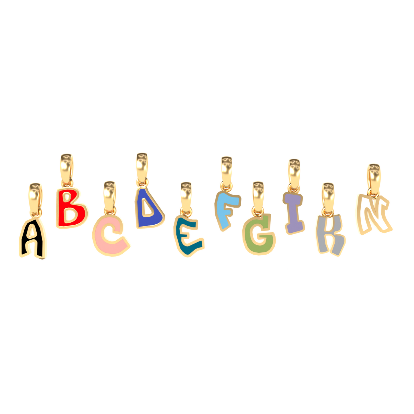 Graffiti Initial Charm | 14K Gold {{ catogery }} {{ Collections }}