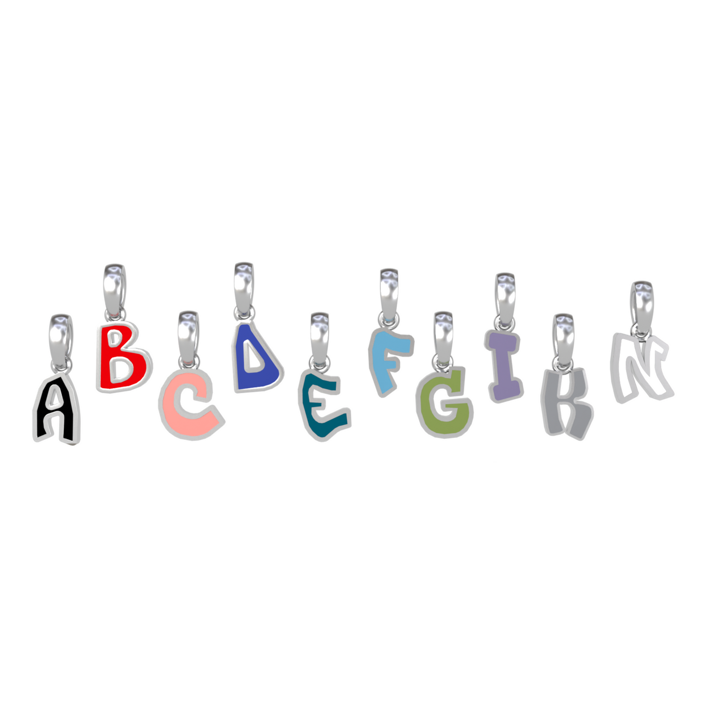 Graffiti Initial Charm | Sterling Silver {{ catogery }} {{ Collections }}