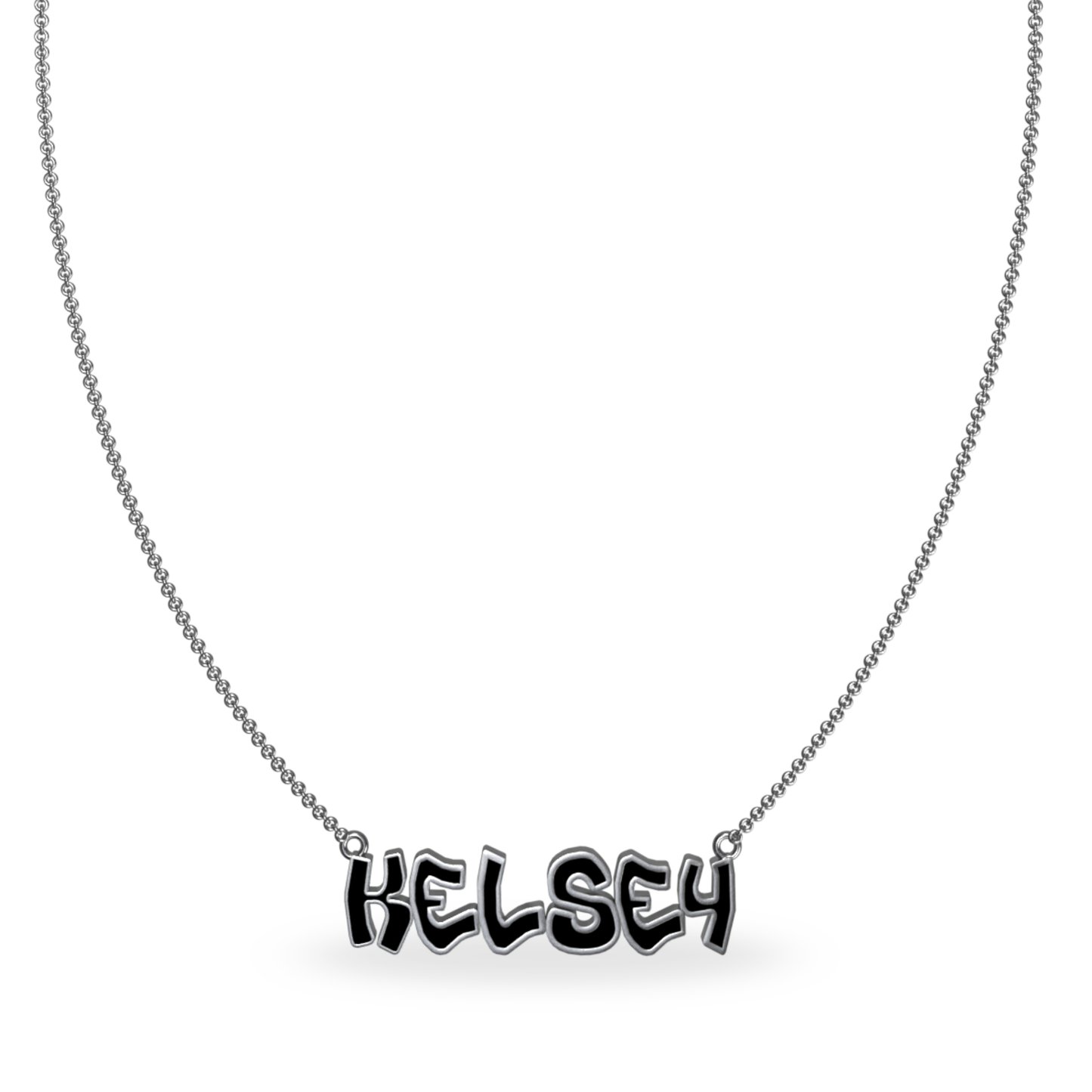 Mini Graffiti Name Plate Necklace | Sterling Silver