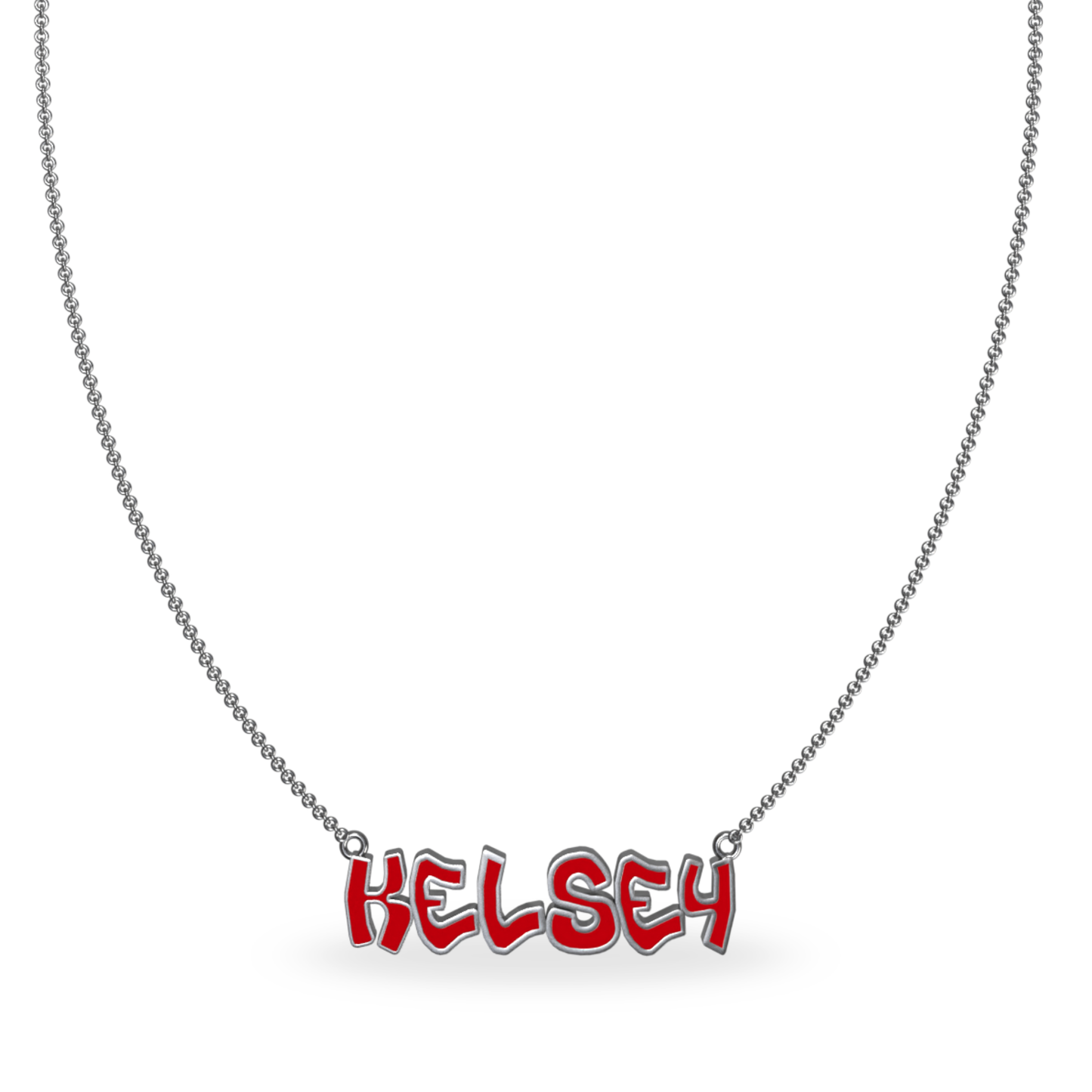 Mini Graffiti Name Plate Necklace | Sterling Silver