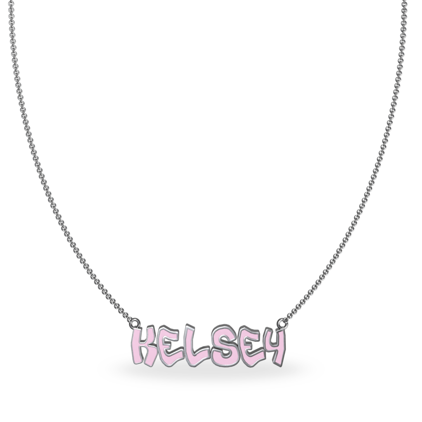 Mini Graffiti Name Plate Necklace | Sterling Silver