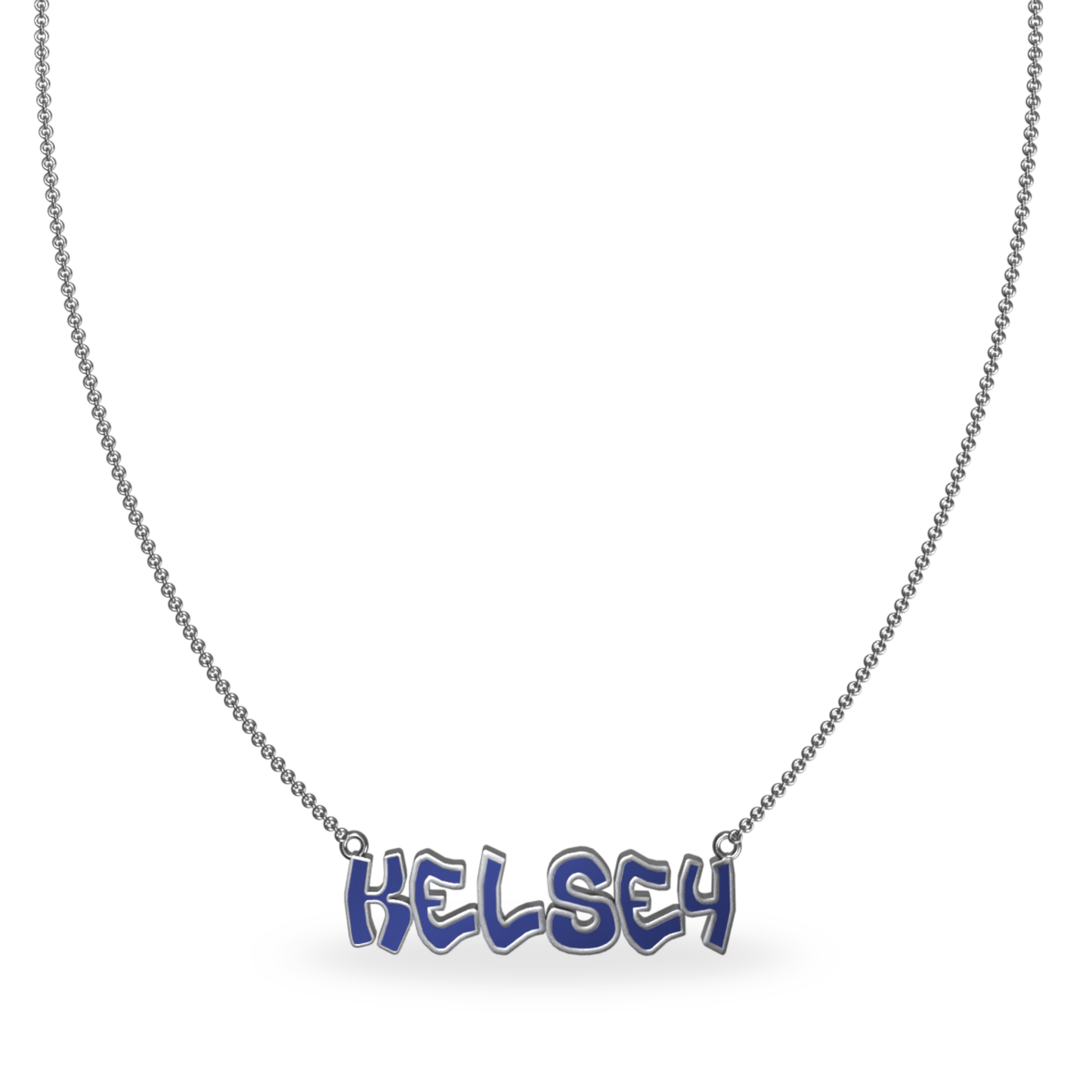 Mini Graffiti Name Plate Necklace | Sterling Silver