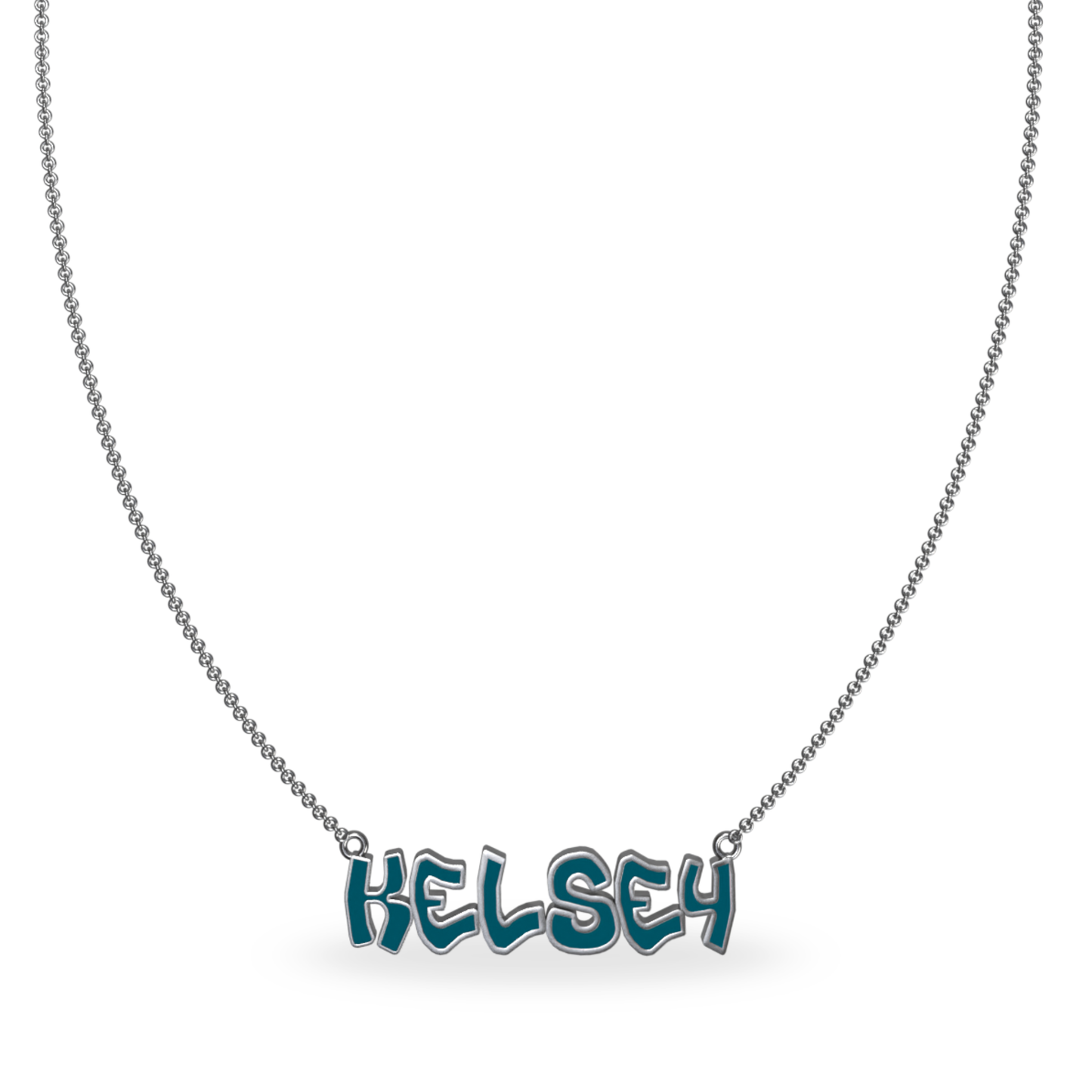 Mini Graffiti Name Plate Necklace | Sterling Silver