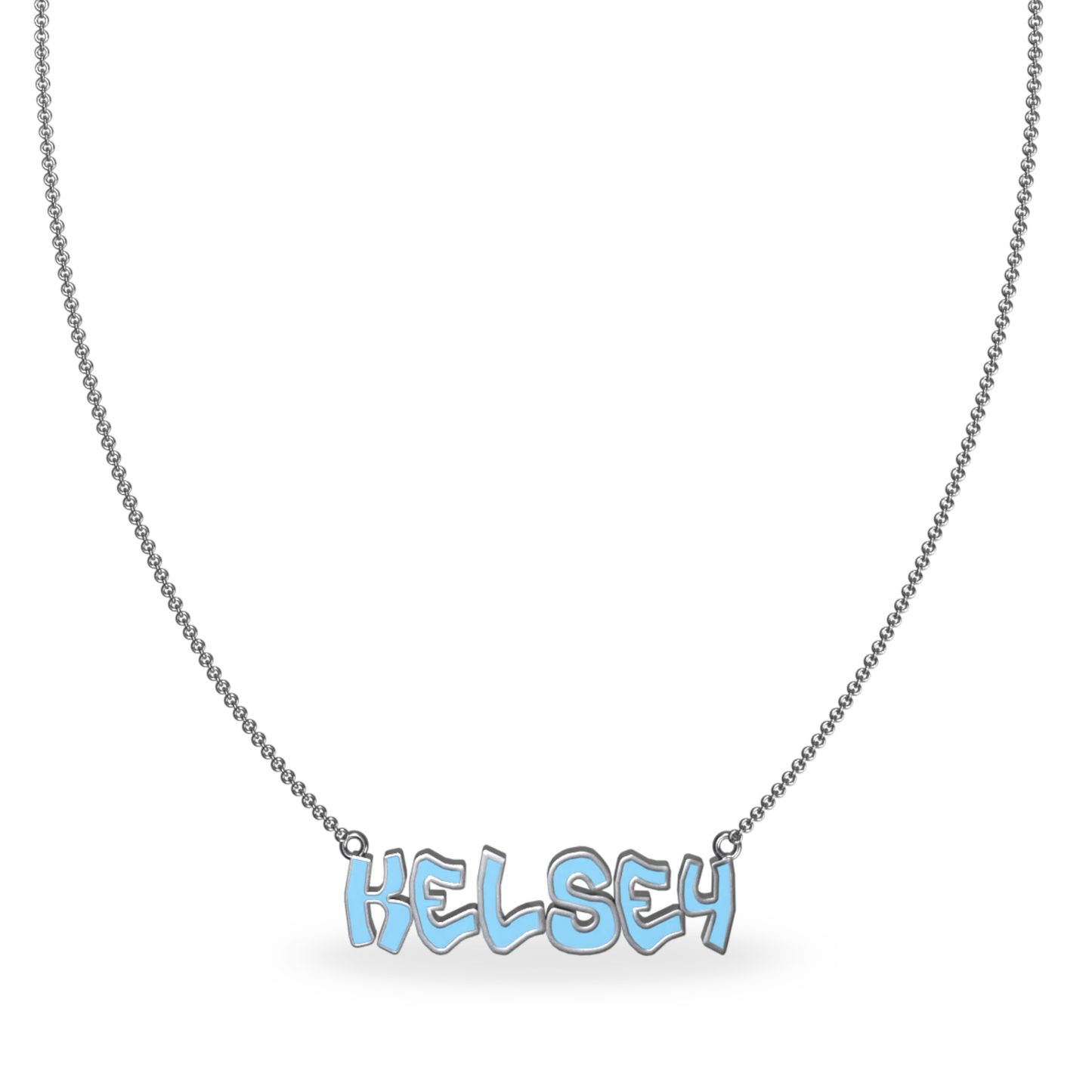 Mini Graffiti Name Plate Necklace | Sterling Silver