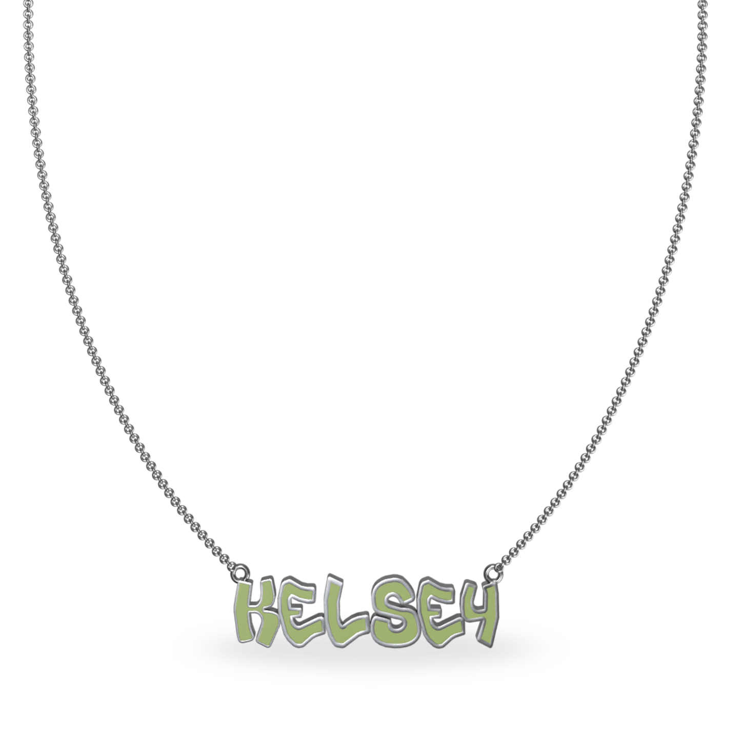 Mini Graffiti Name Plate Necklace | Sterling Silver