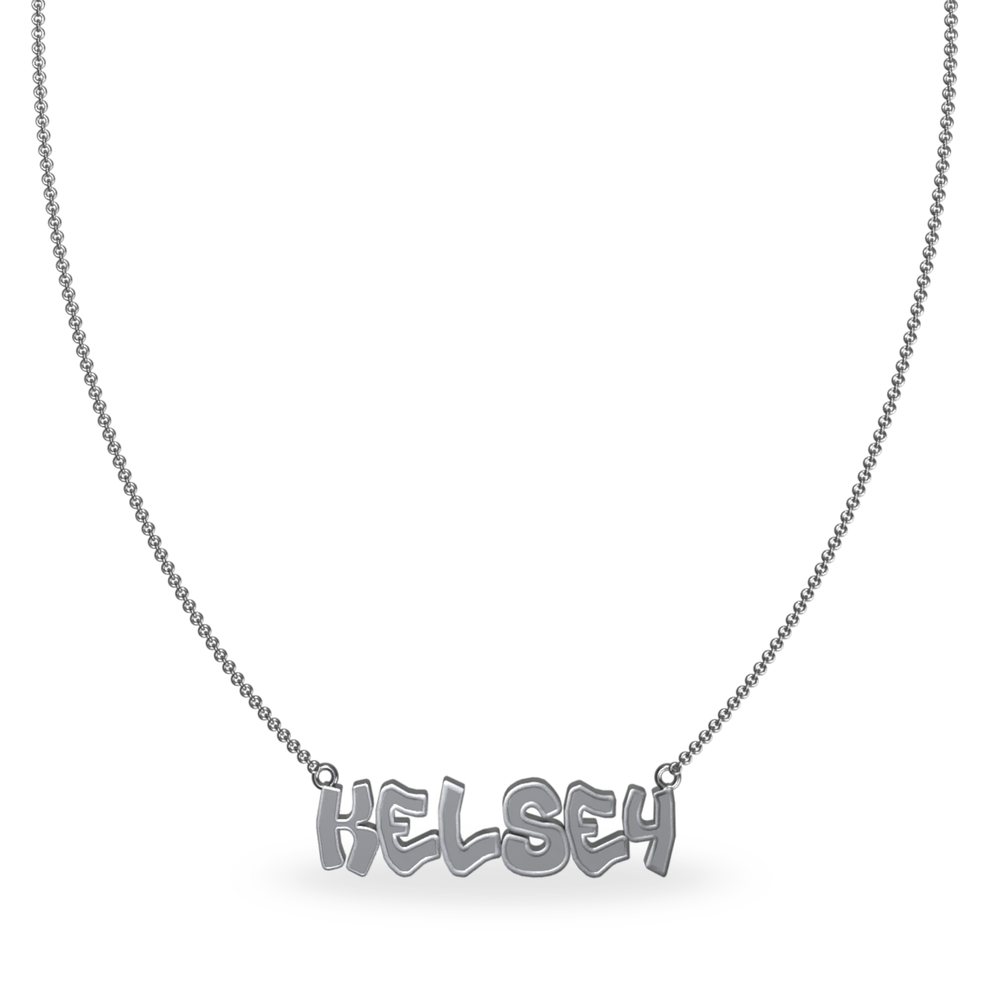 Mini Graffiti Name Plate Necklace | Sterling Silver