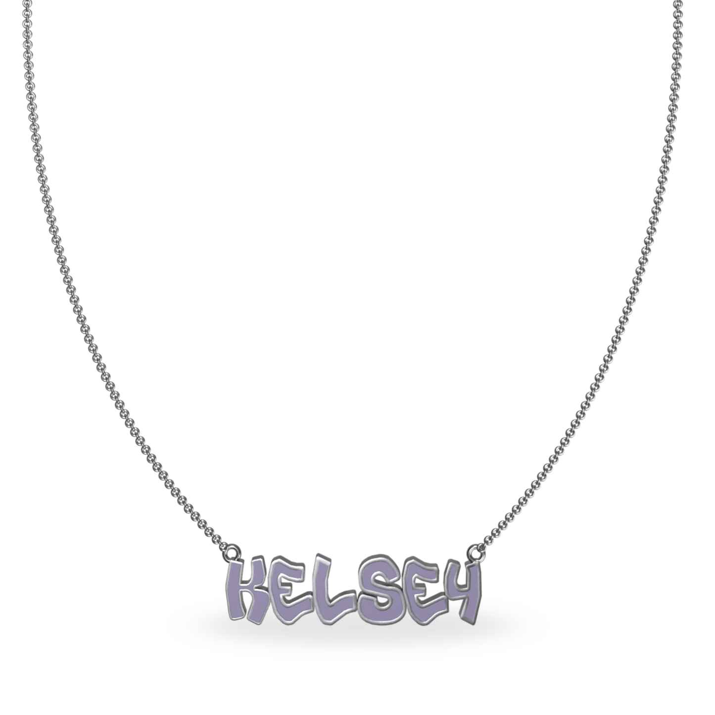 Mini Graffiti Name Plate Necklace | Sterling Silver