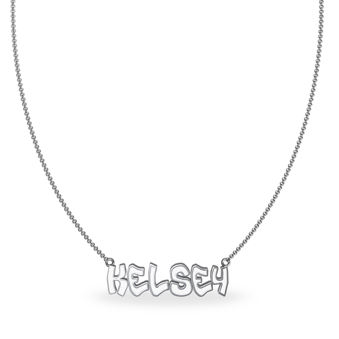 Mini Graffiti Name Plate Necklace | Sterling Silver