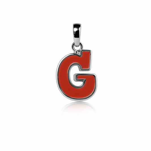 Graffiti Initial Charm | Sterling Silver Red Clay {{ catogery }} {{ Collections }}