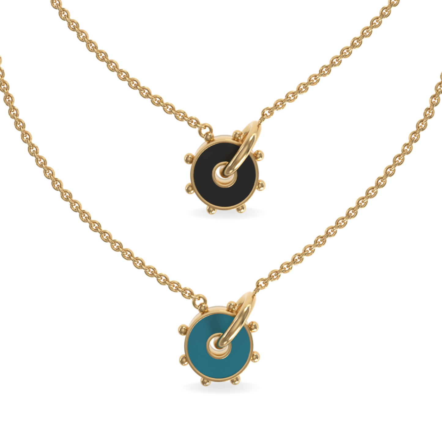 Mini Orbit Reversible Interlocking Necklace | 18K Gold