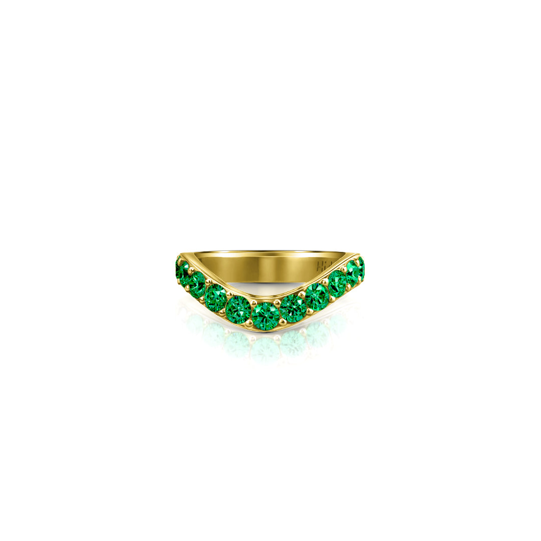 Cigar Gemstone Shadow Band, large | 14K Gold 14K Yellow Gold Lab Grown Emerald Ring {{ catogery }} {{ Collections }}