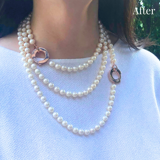 Custom Order | Jumbo Clasp Pearl Bead Necklace Set