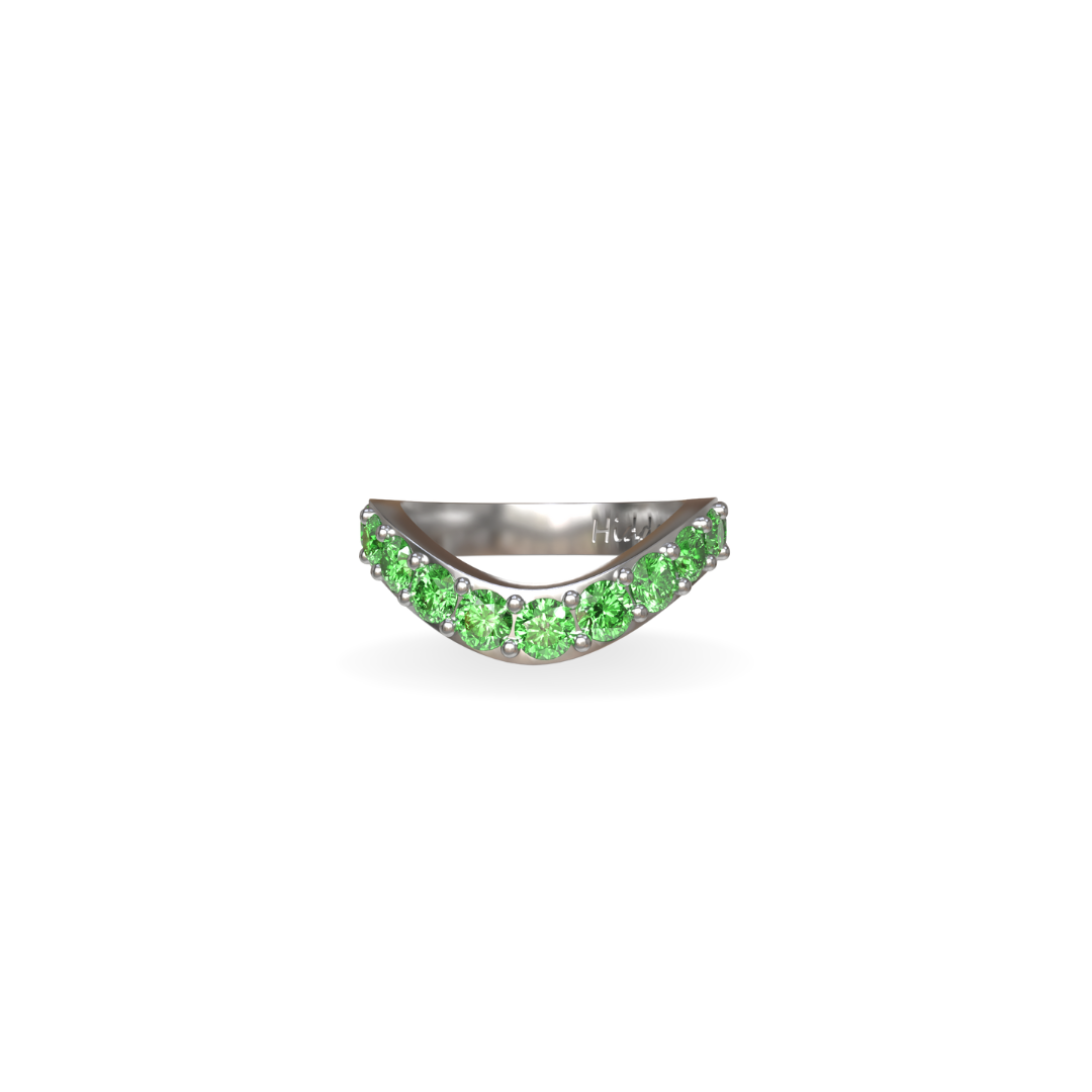 Jumbo Lab Grown Emerald Cigar Shadow Band | Sterling Silver