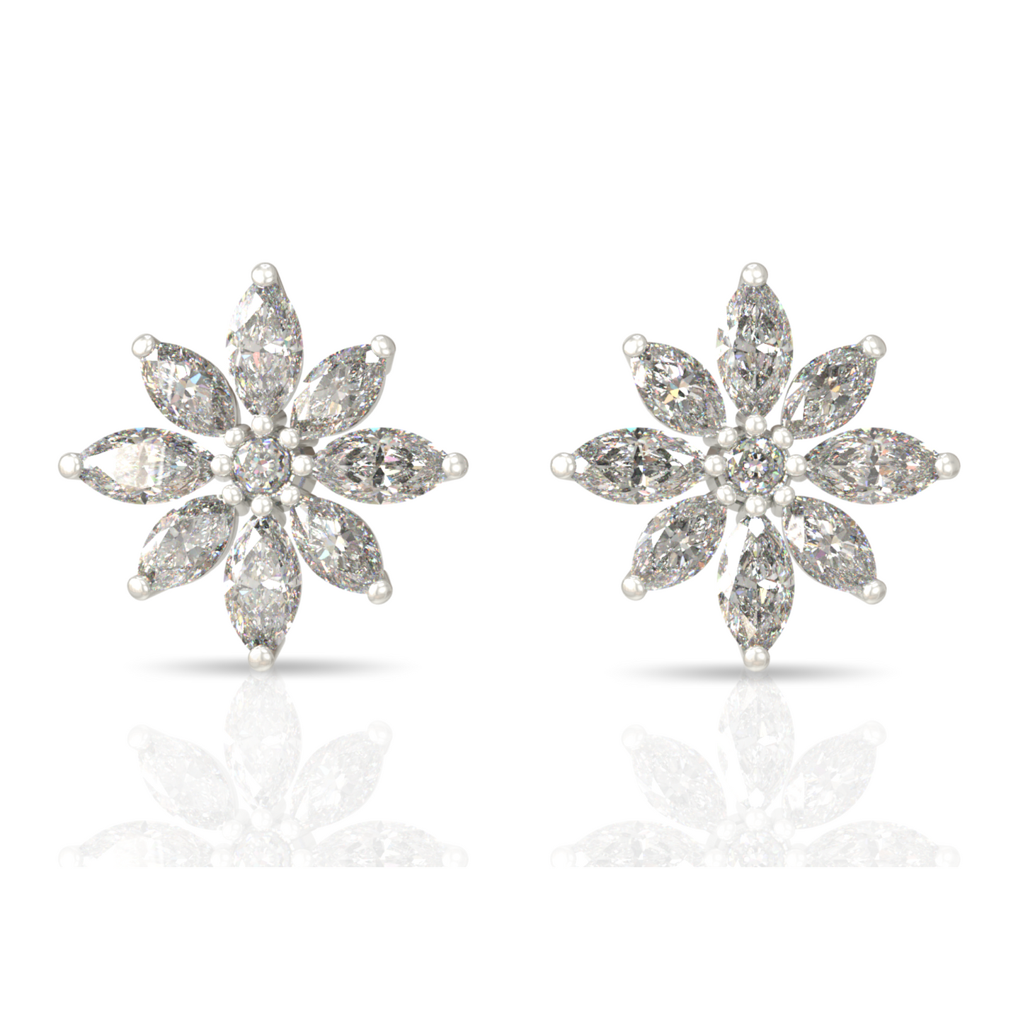 Custom Order | Marquise Florette Diamond Stud Earrings