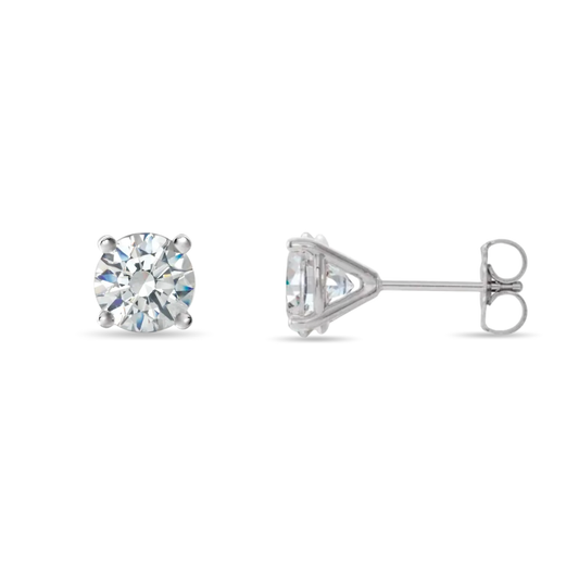 Martini Lab Grown Round Diamond Stud Earrings | 18K Gold