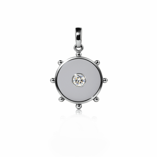 Orbit Single Diamond Charm, medium | Sterling Silver Steel Gray {{ catogery }} {{ Collections }}