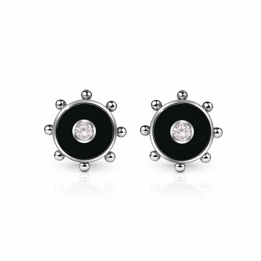 Orbit Diamond Stud Earrings | Sterling Silver Black Night {{ catogery }} {{ Collections }}