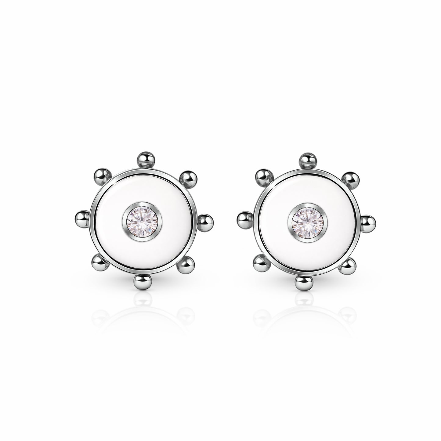 Orbit Diamond Stud Earrings | Sterling Silver White Cloud {{ catogery }} {{ Collections }}