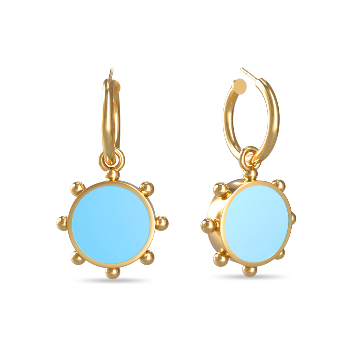 Orbit Reversible Charm Earrings in White Cloud | 18K Gold