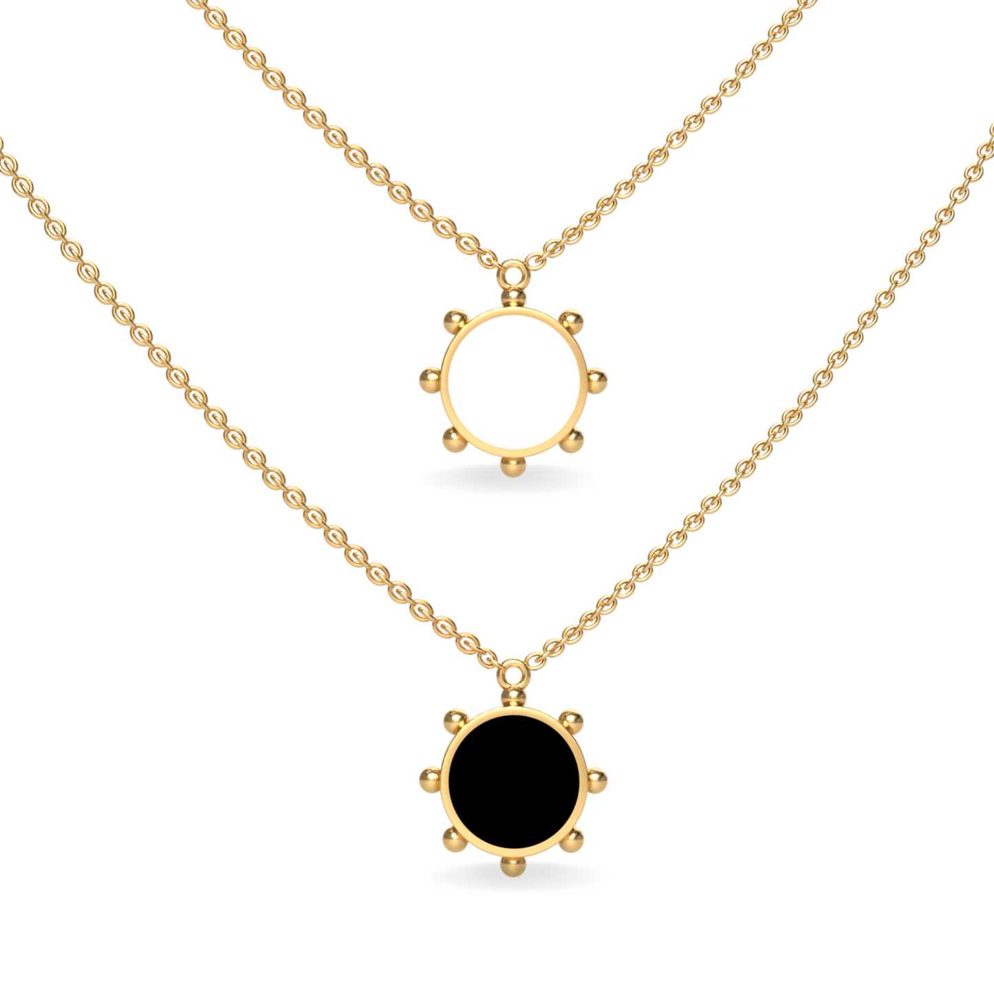 Orbit Single Motif Reversible Necklace in White Cloud | 18K Gold