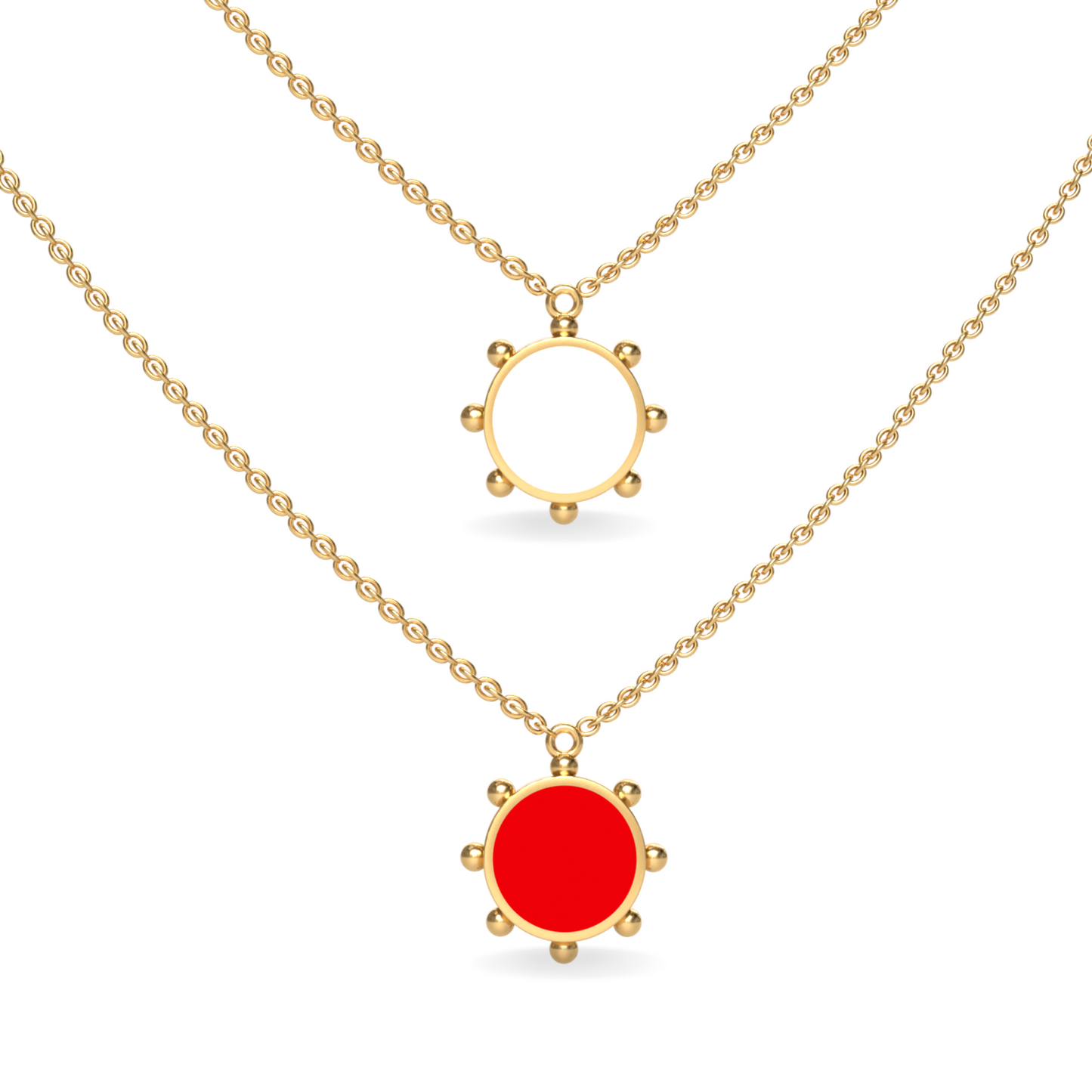 Orbit Single Motif Reversible Necklace in White Cloud | 18K Gold