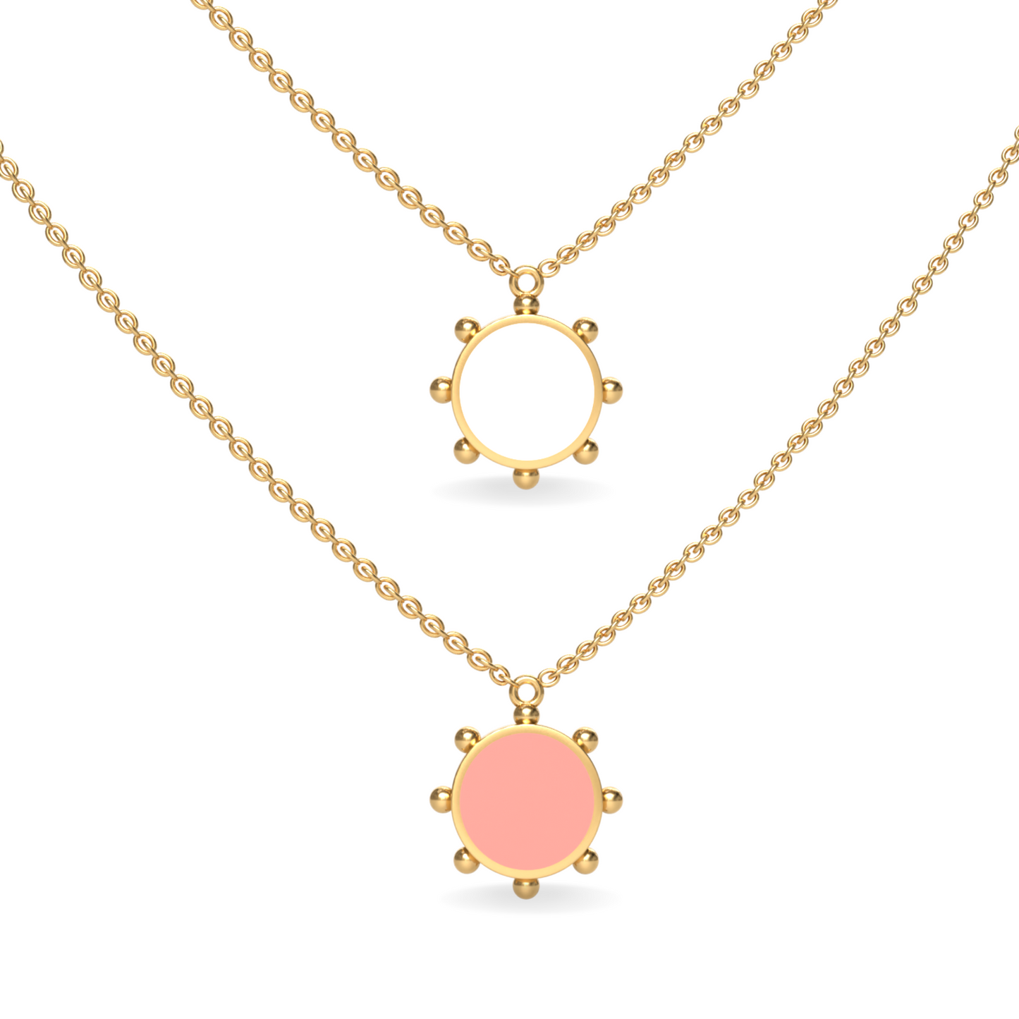 Orbit Single Motif Reversible Necklace in White Cloud | 18K Gold