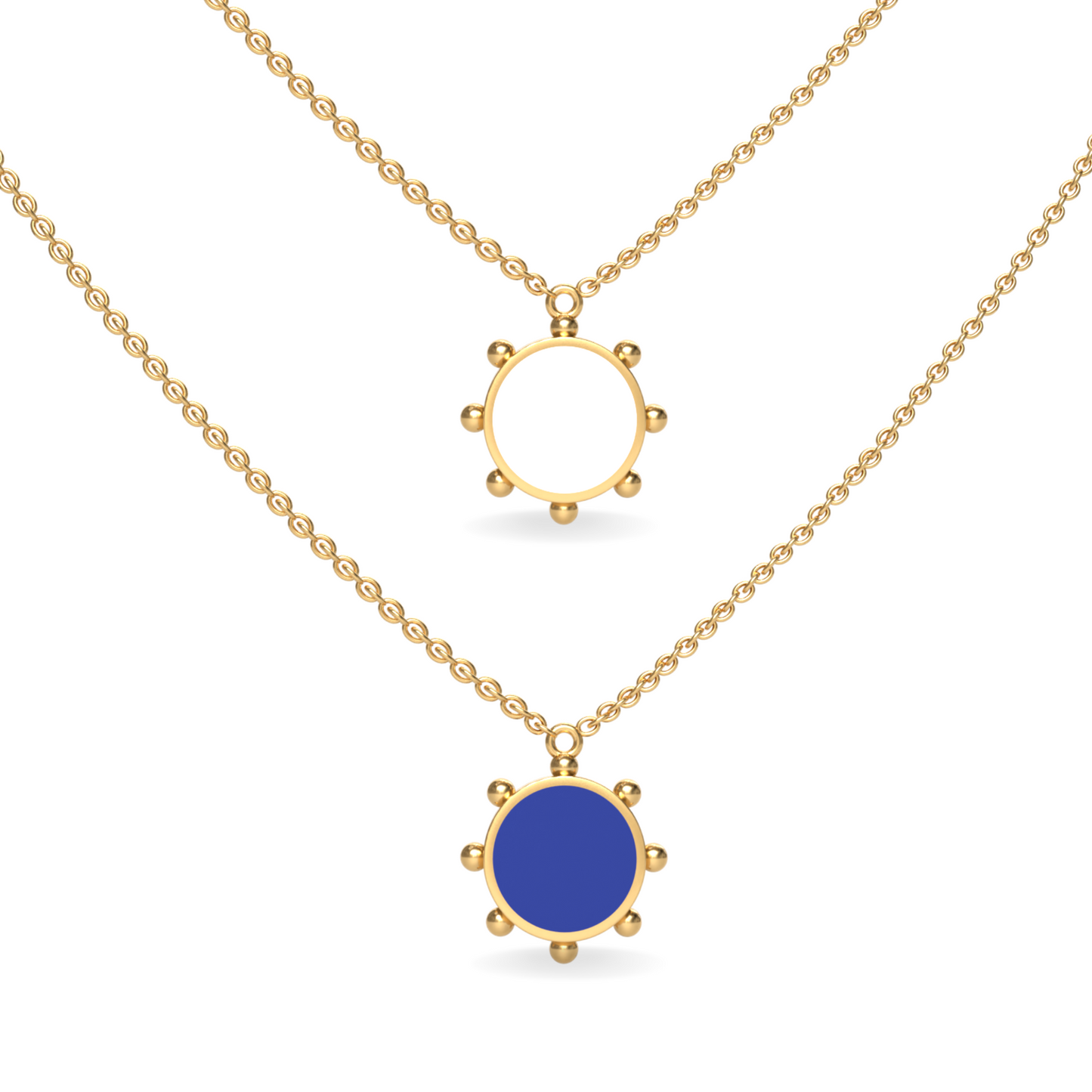 Orbit Single Motif Reversible Necklace in White Cloud | 18K Gold