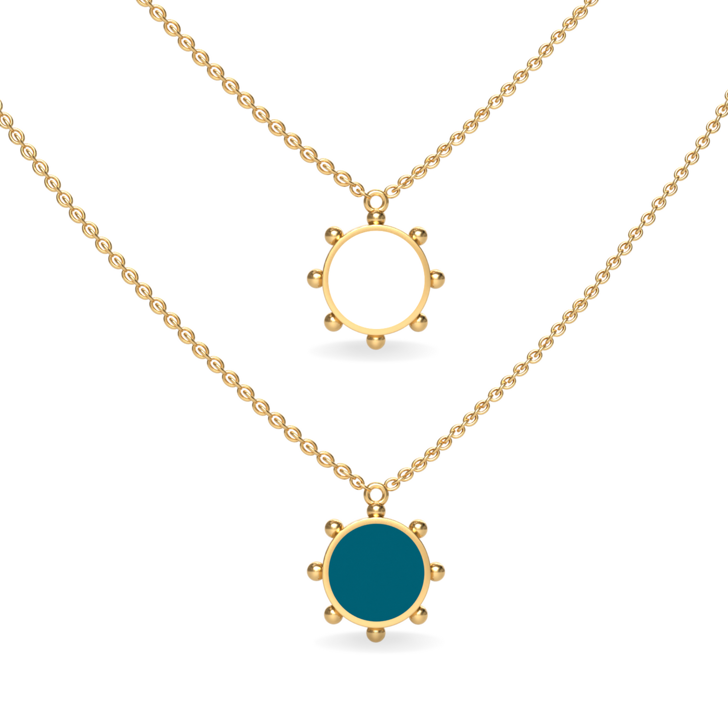 Orbit Single Motif Reversible Necklace in White Cloud | 18K Gold