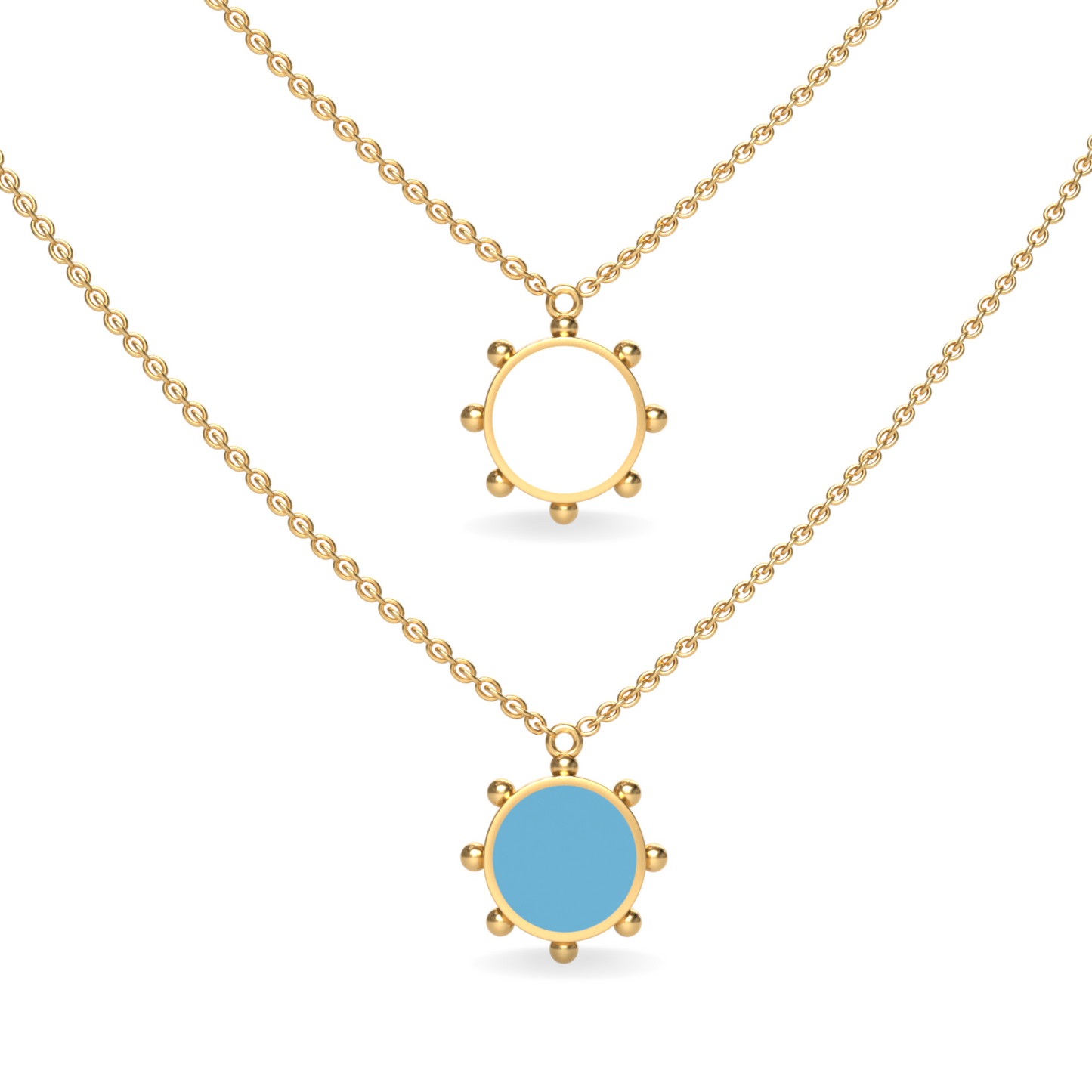 Orbit Single Motif Reversible Necklace in White Cloud | 18K Gold