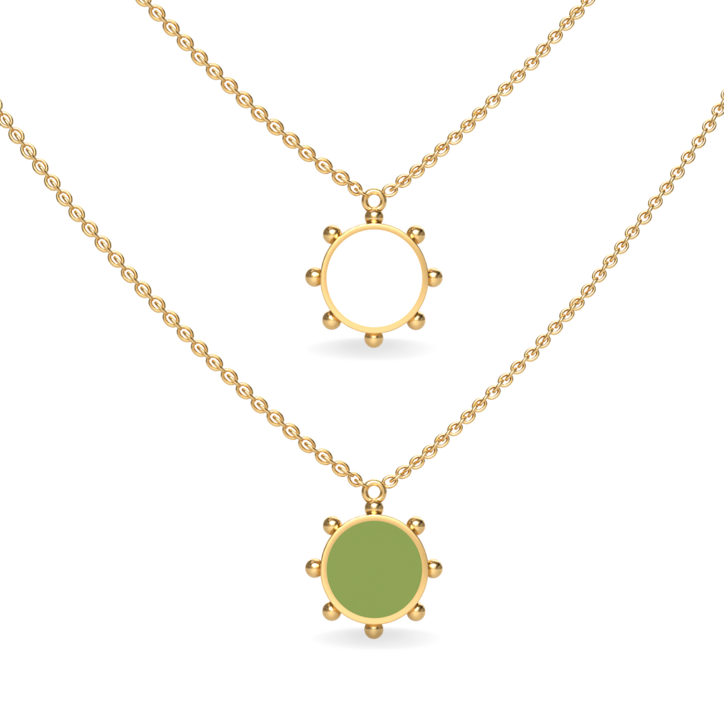 Orbit Single Motif Reversible Necklace in White Cloud | 18K Gold