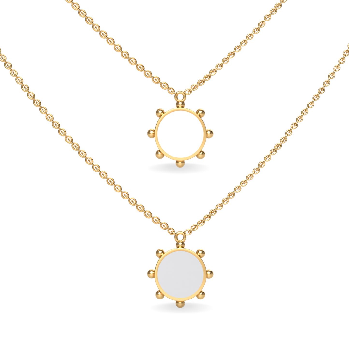 Orbit Single Motif Reversible Necklace in White Cloud | 18K Gold