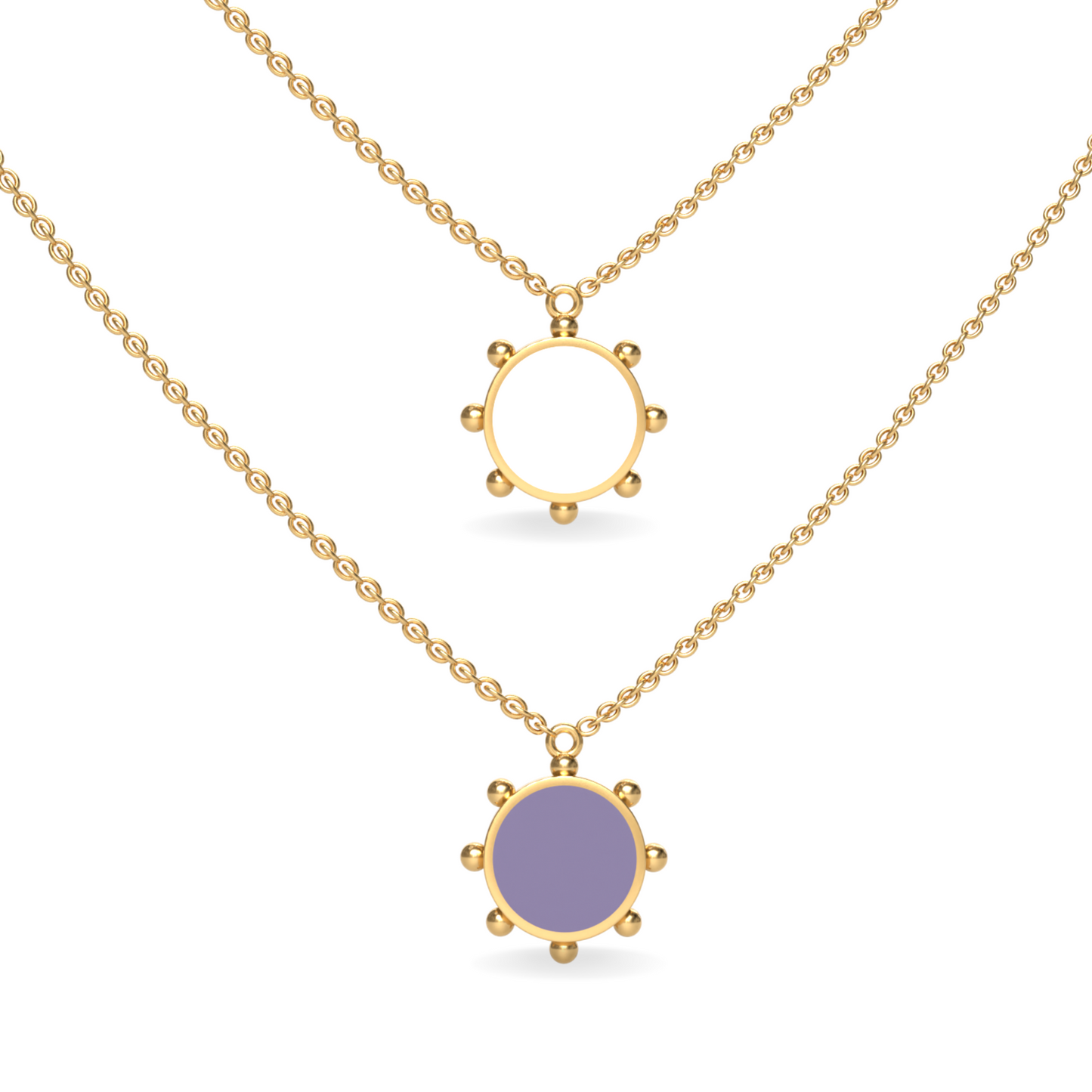 Orbit Single Motif Reversible Necklace in White Cloud | 18K Gold