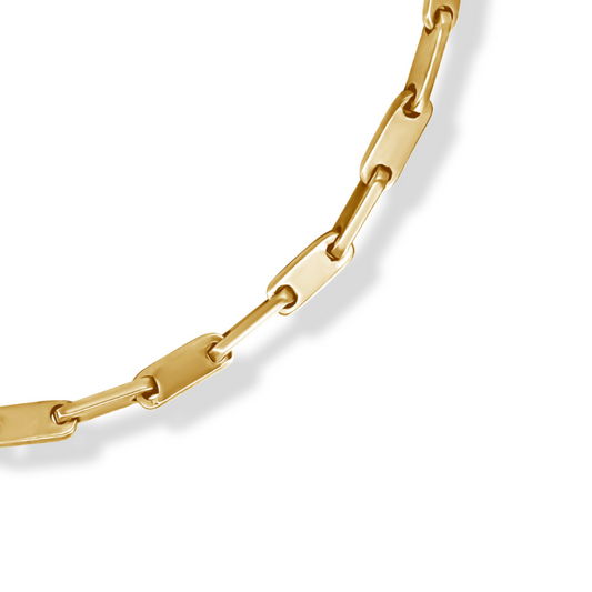 Handmade Solid Oval Flat Link Chain | 14K & 18K Gold