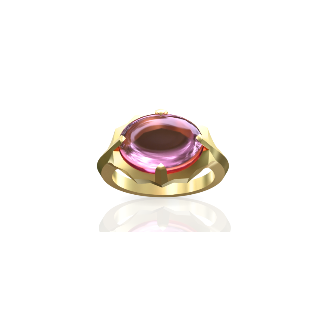 Custom Order | Pink Tourmaline Carved Scarab Ring