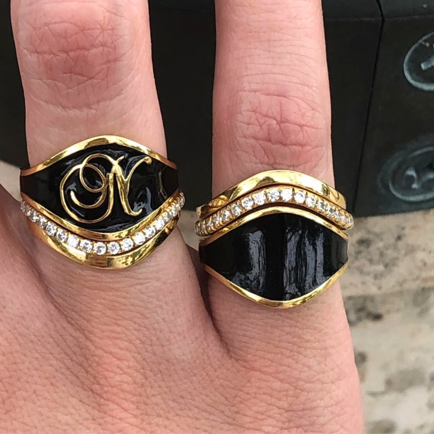 Cigar Diamond Shadow Band | 14K Gold Ring {{ catogery }} {{ Collections }}