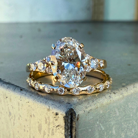 Custom Order | Tapered Oval Diamond Wedding Set