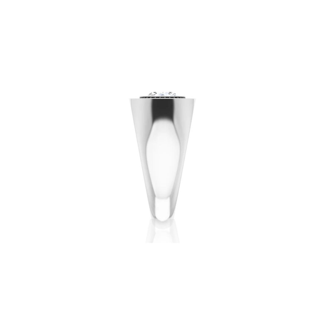 Wide Band | Halo Signet | Diamond Wedding Ring