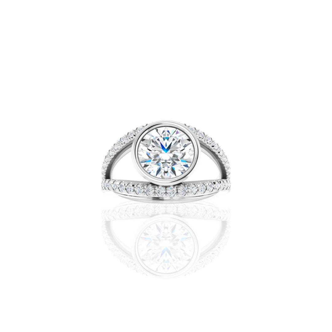 Split shank bezel store engagement ring